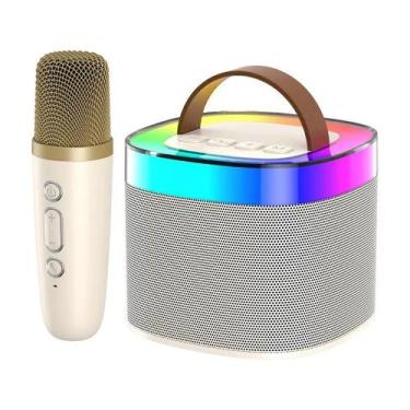 Imagem de Caixa Caixinha de Som Bluetooth Led Karaokê Infantil Com Microfone Sem