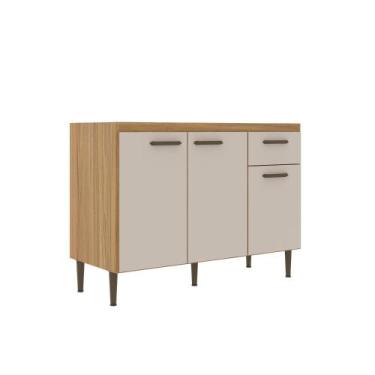 Imagem de Balcão de Cozinha Berlim 120cm 3 Portas 1 Gaveta Marrom MDP UV Decibal