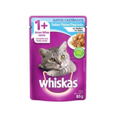 Imagem de Ração Úmida Whiskas Sachê Peixe ao Molho para Gatos Adultos Castrados 