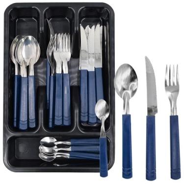 Imagem de Conjunto de 24 Talheres Aço Inox Jogo Faqueiro Colher Faca - Taumer, A