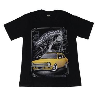 Imagem de Camiseta Chevette Tubarão Amarelo Adulto Plus Size Hcd454 RCH, Preto, 