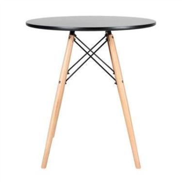 Imagem de Mesa Eames Eiffel Tampo MDF Preto 60cm -  Base Madeira - Decoreshop