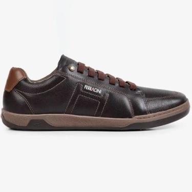 Imagem de Sapatênis Couro Ferracini Lexus 7048 267C Marrom Masculino, 44