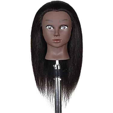 Imagem de Boneca De Prática De Estilo De Cabelo Cabeça De Manequim De Treinamento Afro Com Grampo...