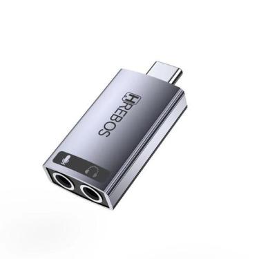 Imagem de AudioSplit Tipo C Modelo AD-258C  Adaptador de Áudio 3,5 mm (Prata) - 