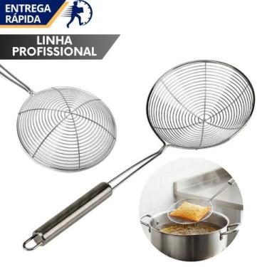 Imagem de Escumadeira 100% inox Aramada Profissional Pastel Pastelaria - SQ Só Q