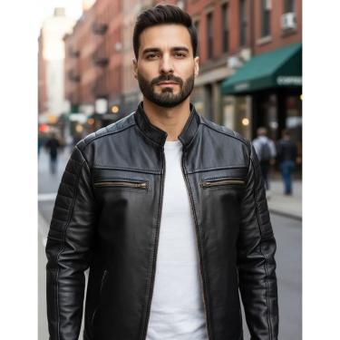 Imagem de Jaqueta De Couro Masculina PRETA