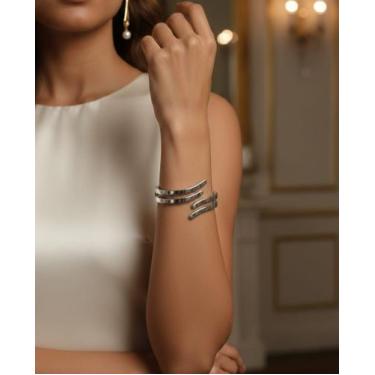 Imagem de Bracelete Risco Duplo Elegante Bijuteria Sofisticada - Deusa Modas, Pr
