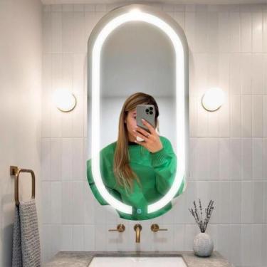 Imagem de Espelho Oval Grande LED 75x50cm Decorativo Iluminado Touch Screen Sala