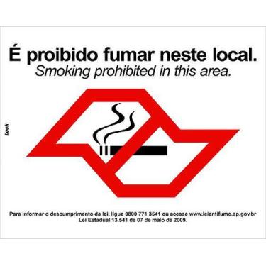 Imagem de Placa Sinalização Aviso Proibido Fumar Lei Nº 13541 20x25cm - Look