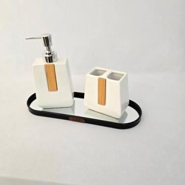 Imagem de JOGO BANHEIRO/LAVABO CERÂMICA - BAMBU 2 PEÇAS Branco - 2 Peças - Brasw