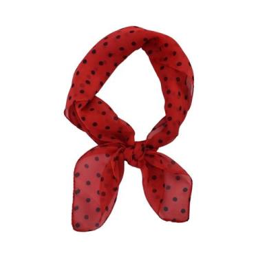Imagem de Lenço De Chiffon Elegante Retro Com Estampa De Pontinhos, Leve, Macio 