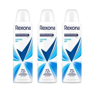 Imagem de Kit 3 Desodorante Antitranspirante Aerosol Feminino Rexona Cotton Dry 