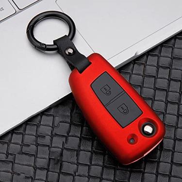 Imagem de YJADHU Corrente porta-chaves de plástico de silicone para capa de chave de carro, adequado para Nissan X-Trail T32 Rogue Juke F15 Qashqai J11 Murano MAXIMA ALTIMA, 2 botões   vermelhos