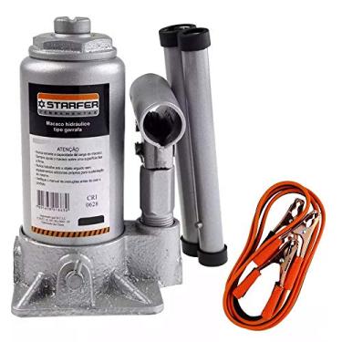 Imagem de Kit Macaco Hidráulico Garrafa 2t Cabo Bateria 100a Starfer