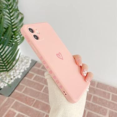 Imagem de Capa de telefone de cor doce de amor para iphone 11 pro max 12 mini xs se 2020 x xr 7 8 plus quadrado borda reta capa macia de silicone, rosa, para iphone 6 ou 6 s