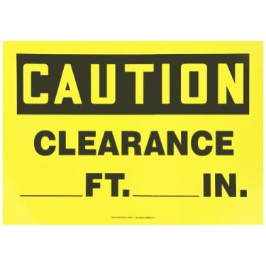 Imagem de ACCUFORM Placa adesiva de segurança de vinil SIGNS MECR633VS, legenda "Caution Clearance___ FT. ___ pol.", 25 cm de comprimento x 35 cm de largura x 0,004 cm de espessura, preto em amarelo