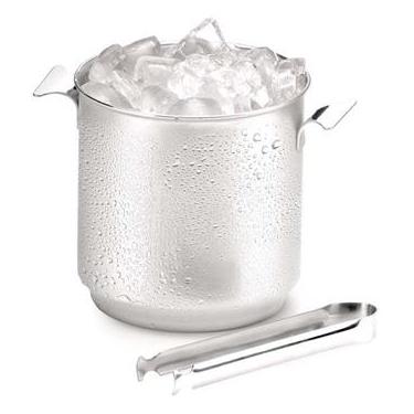 Imagem de Balde para Gelo com Pinça Forma Bartender em Aço Inox - 3 L