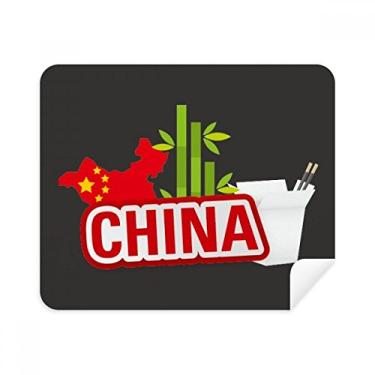 Imagem de Pano de limpeza China Map Bamboo Red China Town Limpador de tela 2 peças de tecido de camurça