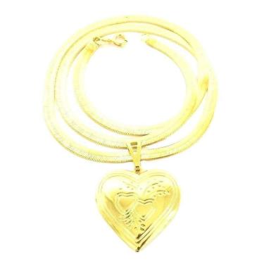 Imagem de Corrente Feminina 45/50Cm 4Mm Relicario Folheado Ouro Cr559