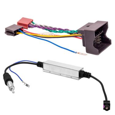 Imagem de Kit Chicote de Ligação Quadrilock + Chicote Adaptador de Antena Peugeot Citroen VW Jetta com Iso