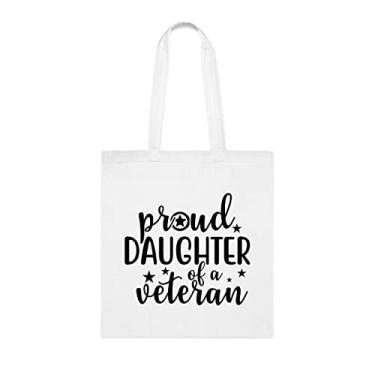 Imagem de Sacola Proud Daughter Of A Veteran, para filha, bolsa de ombro para filha, bolsas reutilizáveis para filha, presente para filha do pai e mãe s, Branco