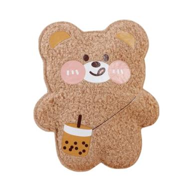 Imagem de Estojo de lápis Kawaii 3D Urso de pelúcia bonito anime estética de pelúcia desenho animado bolha chá boba papelaria organizador bolsa portátil material escolar japonês (marrom)