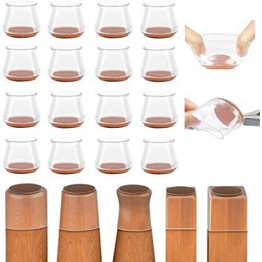 Imagem de Protetores de perna de cadeira para pisos de madeira, protetores de piso de cadeira de silicone com almofadas de feltro para proteger pisos duros de arranhões e ruído