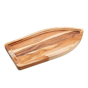 Imagem de Bandeja de madeira em Formato de Barco Teca 40cm x 20cm x 2cm - Woodart