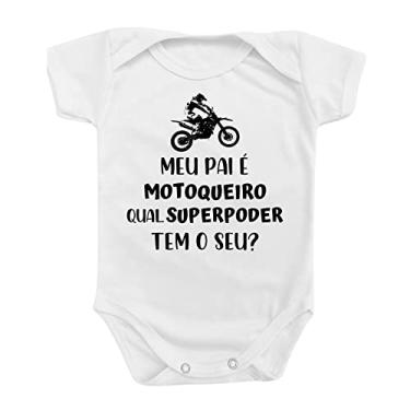 Imagem de Body Roupa De Bebê Superpoder Pai Motoqueiro Presente Moto Cor:Branco;Tamanho:P