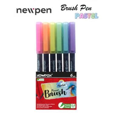 Imagem de Caneta Marcador Brush Pen Pastel  Kit 6 Cores - Newpen