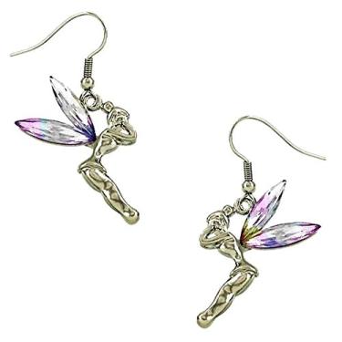 Imagem de DianaL Boutique Brincos de fada Tinkerbell Asa de cristal transparente Caixa de presente Sininho Joia moderna