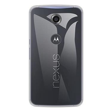 Imagem de Capa para Google Nexus 6, capa traseira de TPU macio à prova de choque de silicone anti-impressões digitais capa protetora de corpo inteiro para Motorola Nexus 6 (2,8 polegadas) (transparente)