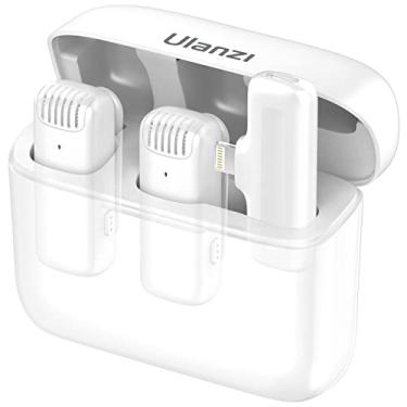 Imagem de ULANZI Microfone de lapela sem fio J12 para iPhone iPad Branco, microfone plug-play 2 em 1 com capa de carregamento para entrevista de gravação de vídeo e telefone Youtubers Vloggers, alcance de transmissão de 20 metros