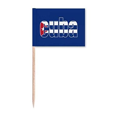 Imagem de Bandeira do país de Cuba com nome Art Deco Presente Fashion Palito de Dente Bandeira Marcador Decoração de Festa