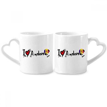 Imagem de I Love Andorra Word Flag Love Heart Illustration Couple Porcelain Mug Set Ceramic Lover Cup Heart Handle