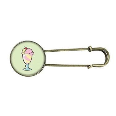 Imagem de Cereja doce xícara sorvete retrô metal broche broche clipe jóias