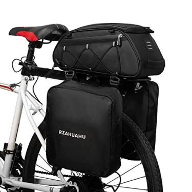 Imagem de 3-em-1 Bolsa de Rack de bicicleta Bolsa de bagagem à prova d'água Bolsa de assento traseiro de bicicleta Bolsa de refrigeração com 2 bolsas laterais penduradas Bolsa de bagagem de carga de c