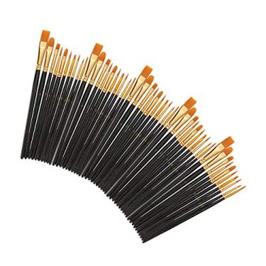 Imagem de LUGU 50 PCS Nylon Pincéis de elo Set A sta Pincel Lote Múltiplas Médias Escovas pa Aquarela Guache Pintu A Ó G nde Arte Fontes de Desenho Preto Penholder