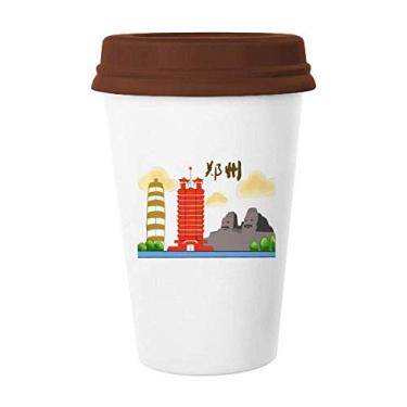 Imagem de Caneca de cerâmica com ícone de arquitetura da cidade Hangzhou de vidro para beber café