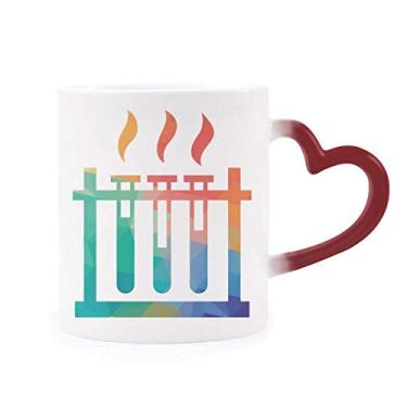 Imagem de Diferentes temperaturas tubo de teste química sensível ao calor caneca vermelha muda de cor grés copo