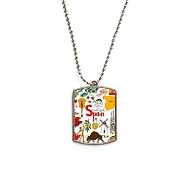 Imagem de DIYthinker Colar com pingente de corrente de aço inoxidável com bandeira nacional de animais da Espanha Landscap