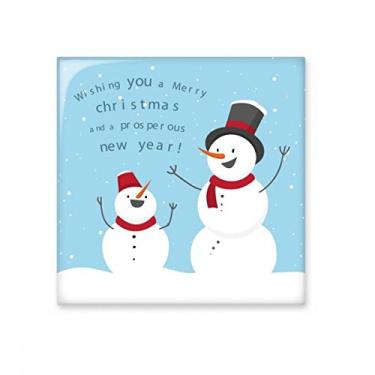 Imagem de Feliz Natal boneco de neve azul céu padrão cerâmica azulejo brilhante decalque pedra adornada tijolo vitrificado