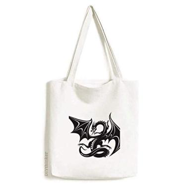 Imagem de Dragon animaux Art Grain Outline Bolsa de compras bolsa casual bolsa de mão