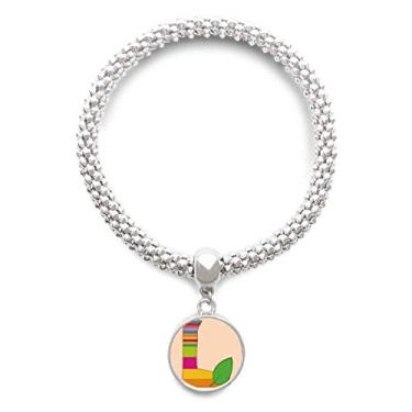 Imagem de DIYthinker L alfabeto laranja fruta bonita no padrão prata pulseira pingente redondo corrente de joias