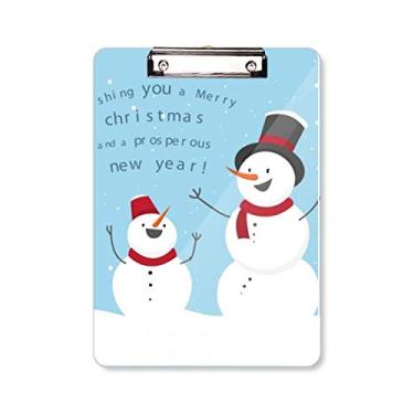 Imagem de Feliz Natal boneco de neve azul céu prancheta pasta bloco de escrita placa de apoio A4