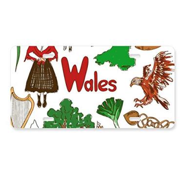 Imagem de DIYthinker Wales Landscap Placa de licença com bandeira nacional do Reino Unido Decoração de aço inoxidável