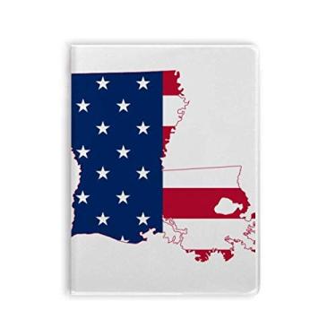 Imagem de Louisiana Mapa dos EUA Estrelas e Listras Bandeira Caderno Goma Diário Capa Macia Diário