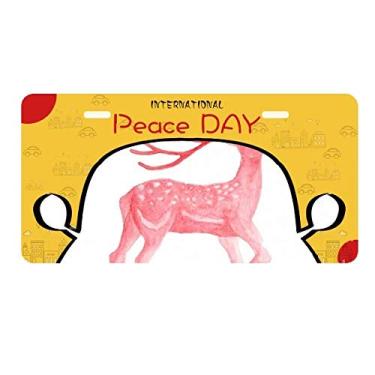 Imagem de DIYthinker IUCN Placa de licença de animais ameaçados vermelho Sika veado Decoração de carro Dia da Paz