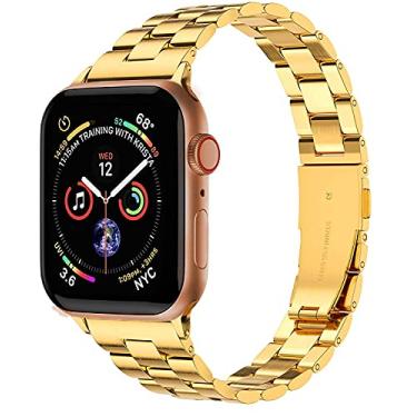 Imagem de Hoopyeecase Fino Metal pulseira de relógio Compatível com Apple Watch 38mm 40mm 42mm 44mm Magro Aço inoxidável Ajustável Pulseira pulseira para iWatch SE Series 6 5 4 3 2 1 para mulheres homens